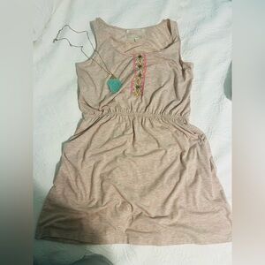 Nick & Mo Beige/pink Dress with Embroidered Detail Size Large